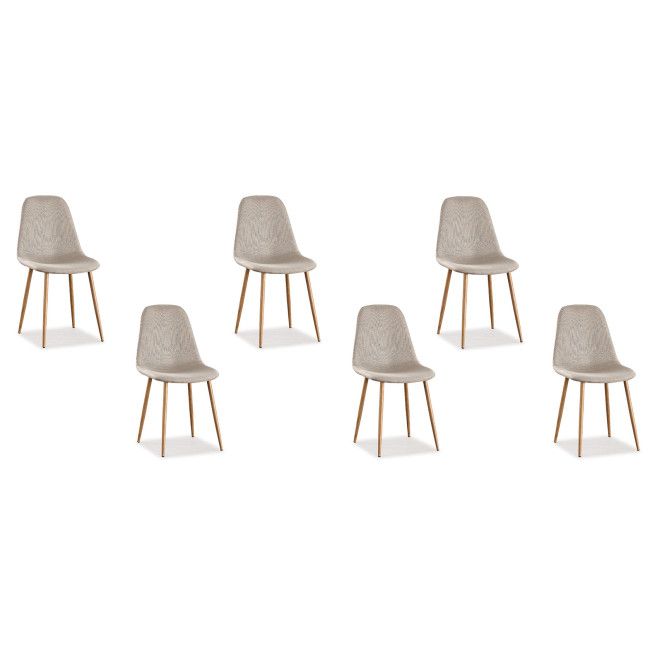 Lot de 6 chaises scandinaves en tissu beige - Ela