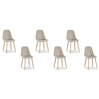Lot de 6 chaises scandinaves en tissu beige - Ela
