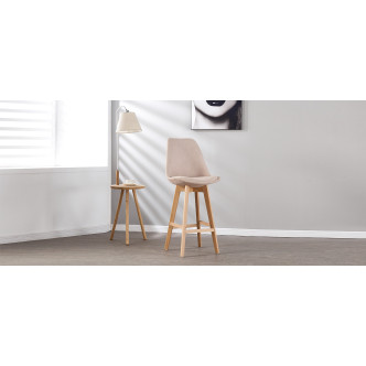 Tabouret de bar scandinave en tissu beige Gotteborg - Design Rétro