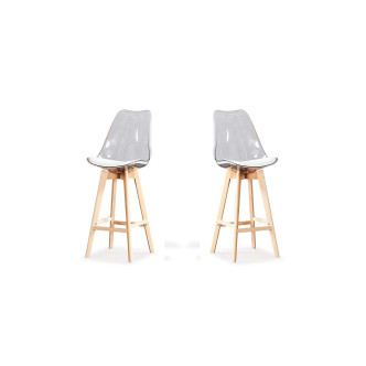 Lot de 2 tabourets scandinaves transparents - Gotteborg