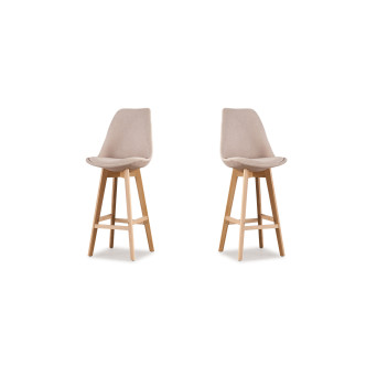 Lot de 2 tabourets de bar en tissu beige - Gotteborg