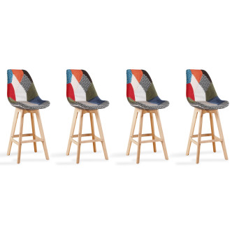 Lot de 4 tabourets scandinaves patchwork - Gotteborg