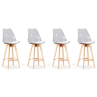 Lot de 4 tabourets scandinaves transparents Gotteborg |Prix dingue