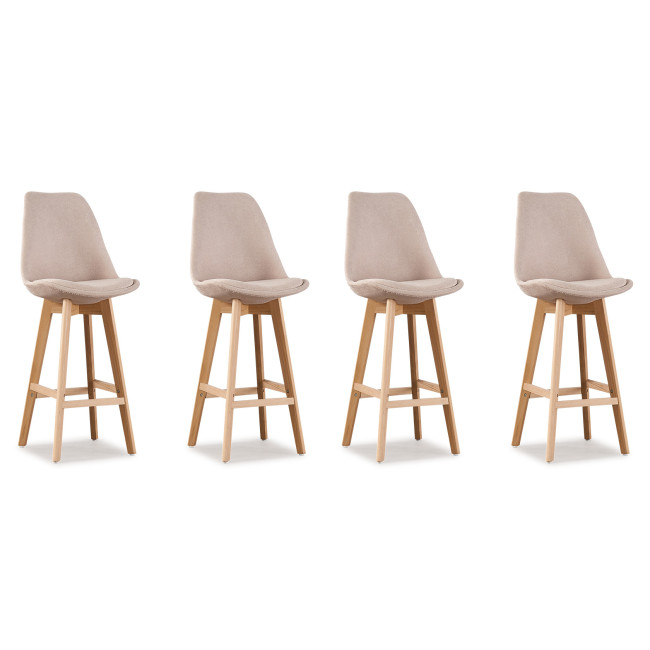 Lot de 4 tabourets de bar en tissu beige - Gotteborg 