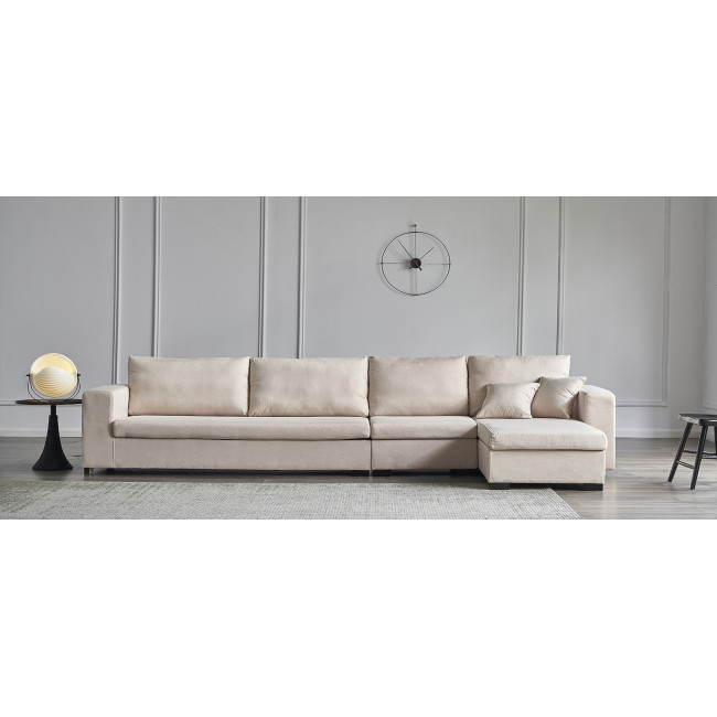 Ensemble canapé d'angle droit et fauteuil beige - Opera