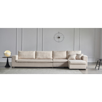 Ensemble canapé d'angle droit et fauteuil beige - Opera