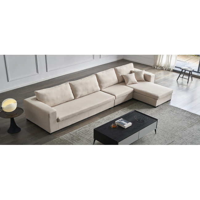 Ensemble canapé d'angle droit et fauteuil beige - Opera