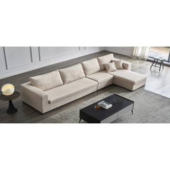 Ensemble canapé d'angle droit et fauteuil beige - Opera