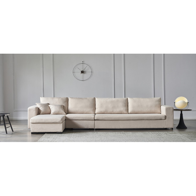 Canapé d'angle gauche en tissu beige avec fauteuil - Opera