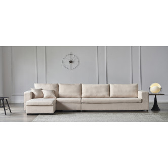 Canapé d'angle gauche en tissu beige avec fauteuil - Opera