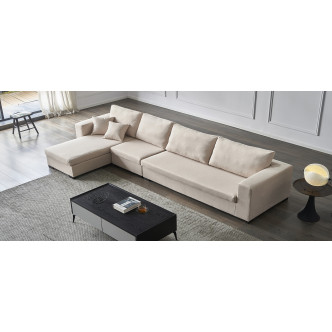 Canapé d'angle gauche en tissu beige avec fauteuil - Opera