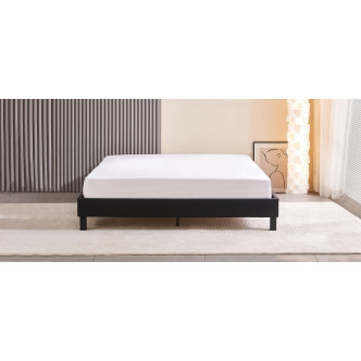 Lit simili noir avec sommier intégré  – Nocta