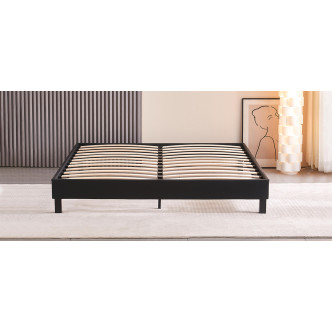 Lit simili noir avec sommier intégré  – Nocta