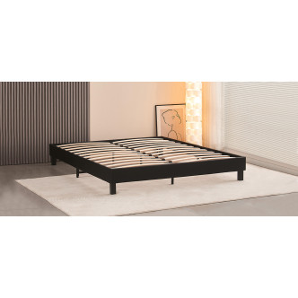 Lit simili noir avec sommier intégré  – Nocta